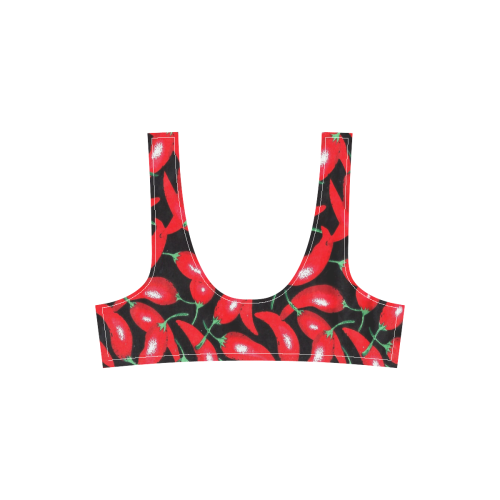 red hottt peppers Sport Top & High-Waisted Bikini Swimsuit (Model S07)