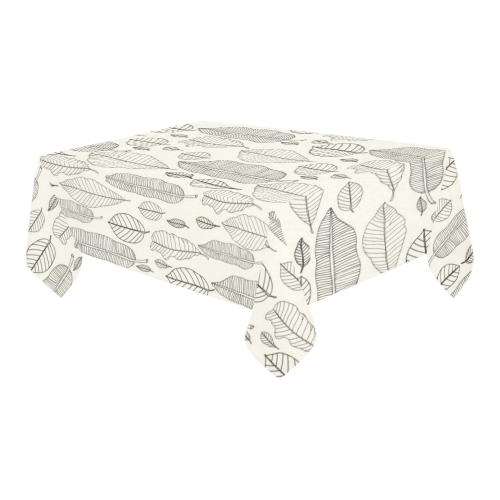 Japanese Leaves Cotton Linen Tablecloth 60" x 90"
