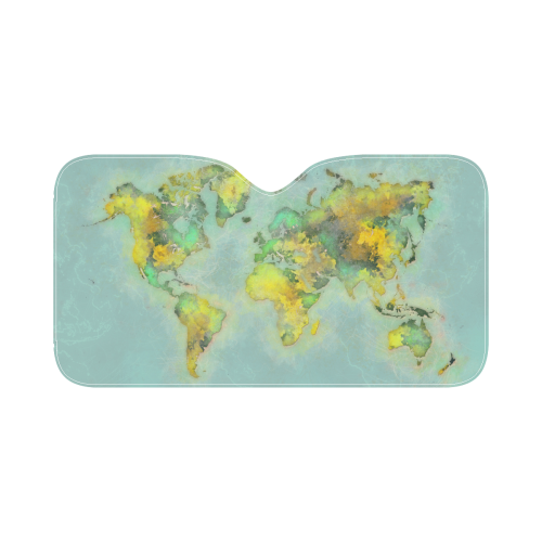 world map green #map #worldmap Car Sun Shade 55"x30"