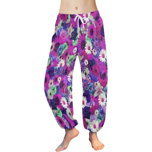 Purple Mint Fantasy Garden Women's All Over Print Harem Pants (Model L18)