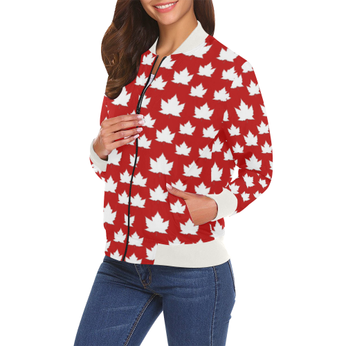 Cute Canada Bomber Jackets All Over Print Bomber Jacket for Women (Model H19)
