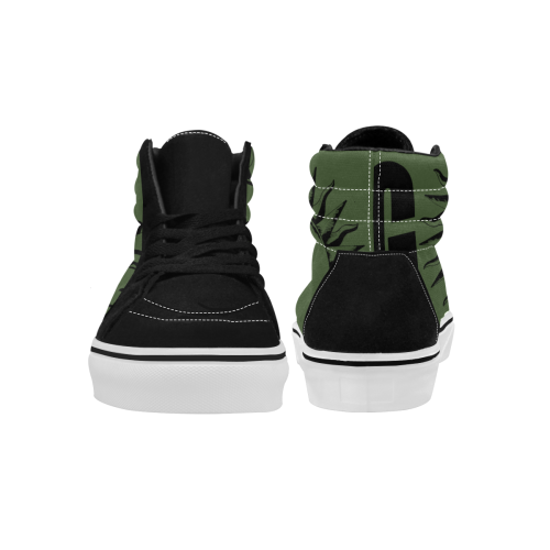 GOD High Level Black & Army Green Men's High Top Skateboarding Shoes (Model E001-1)