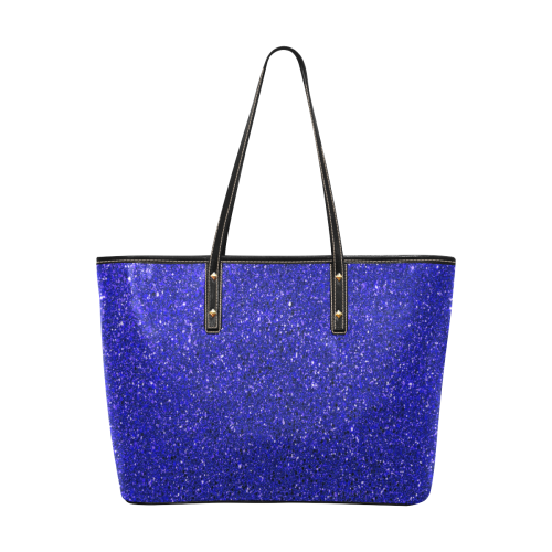 Blue Glitter Chic Leather Tote Bag (Model 1709)