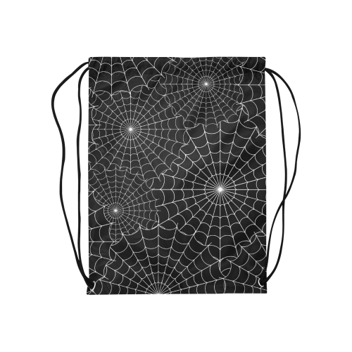 Halloween Spiderwebs - White Medium Drawstring Bag Model 1604 (Twin Sides) 13.8"(W) * 18.1"(H)