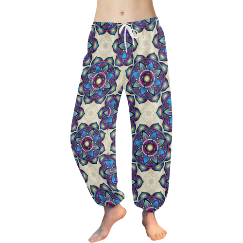 Mandala Symbol Blue Women's All Over Print Harem Pants (Model L18)