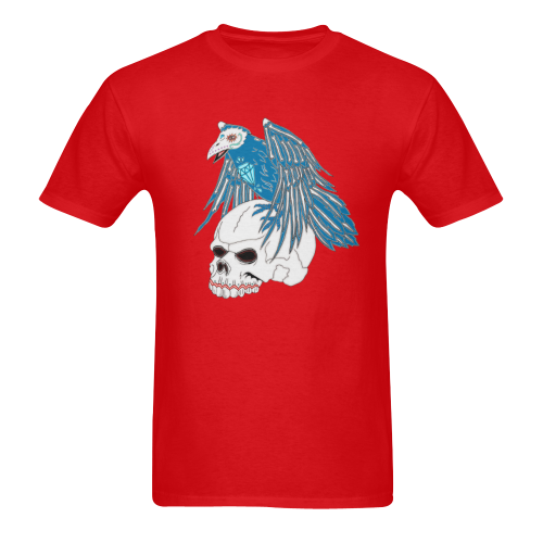 Raven Sugar Skull Red Men's T-Shirt in USA Size (Two Sides Printing)