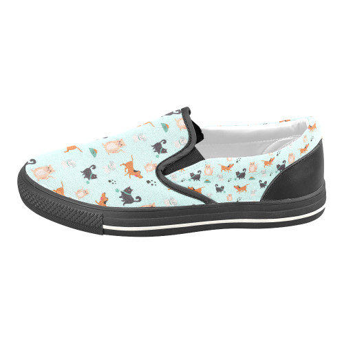 Cute Dog & Cat Pattern Slip-on Canvas Shoes for Kid (Model 019)
