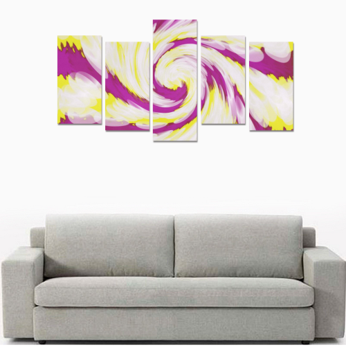 Pink Yellow Tie Dye Swirl Abstract Canvas Print Sets E (No Frame)