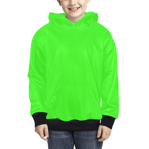 color neon green Kids' All Over Print Hoodie (Model H38)