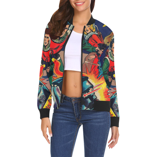 Battle in Space All Over Print Bomber Jacket for Women (Model H19)