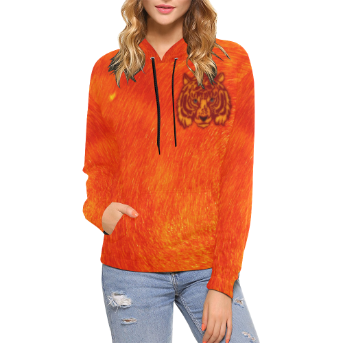 Savety Tiger All Over Print Hoodie for Women (USA Size) (Model H13)