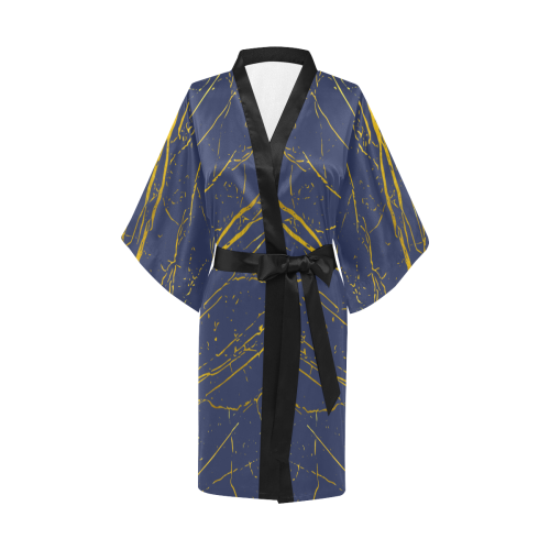 Golden Blue Depths Kimono Robe