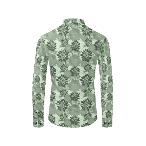 Wedding Day Green Floral by Aleta Men's All Over Print Casual Dress Shirt (Model T61)
