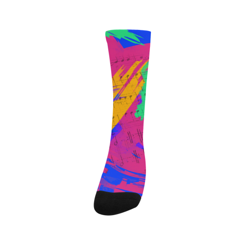 Groovy Paint Brush Strokes with Music Notes Trouser Socks