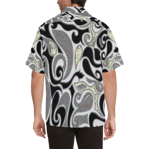 abstract doodle in black and white Hawaiian Shirt (Model T58)