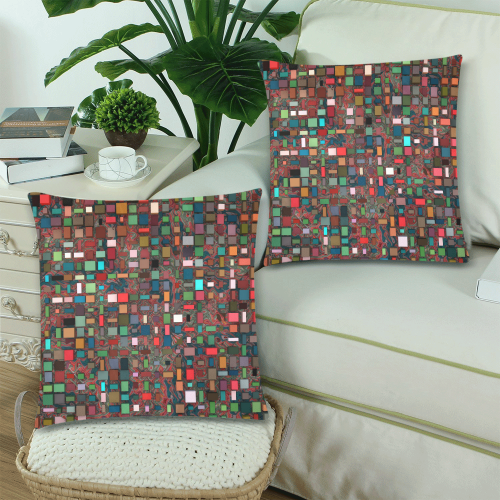 Mosaic Custom Zippered Pillow Cases 18"x 18" (Twin Sides) (Set of 2)