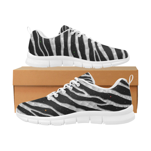 Ripped SpaceTime Stripes - White Women's Breathable Running Shoes (Model 055)