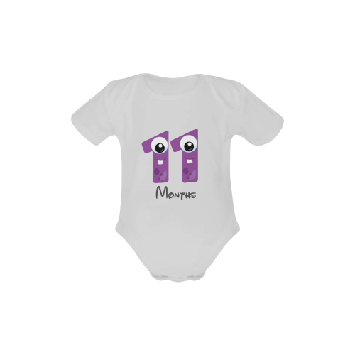 MONSTER NUMBERS-11 Baby Powder Organic Short Sleeve One Piece (Model T28)