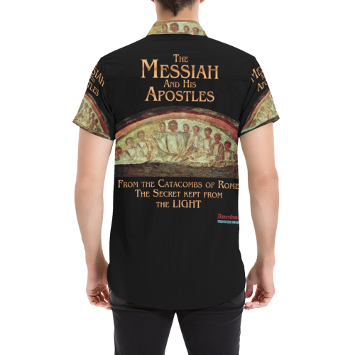 Messiah and His Apostles S/S Button Shirt Men's All Over Print Short Sleeve Shirt/Large Size (Model T53)