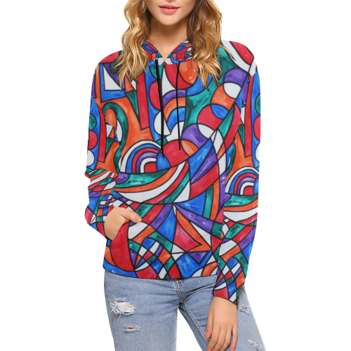 Good Vibes All Over Print Hoodie for Women (USA Size) (Model H13)