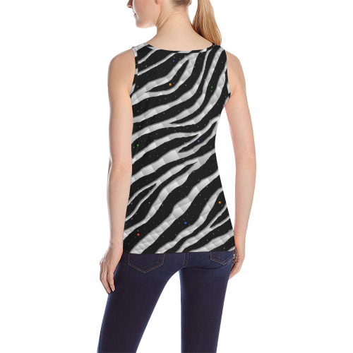 Ripped SpaceTime Stripes - White All Over Print Tank Top for Women (Model T43)