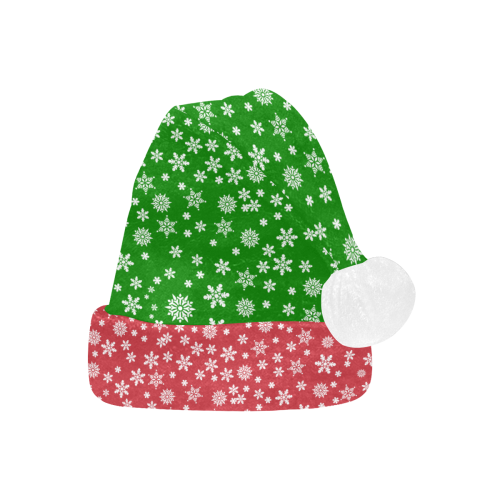 * Christmas Snowflakes Green and Red Santa Hat