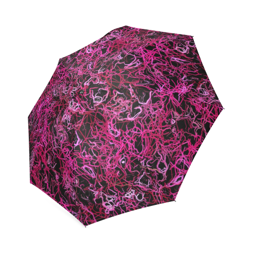 Hot Pink and Black Electric Lines Foldable Umbrella (Model U01)
