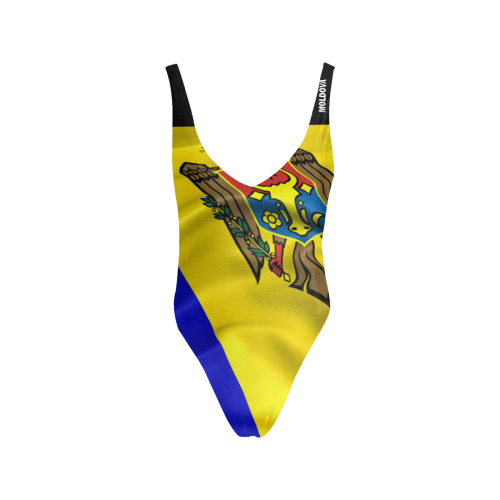 Moldova Flag Sexy Low Back One-Piece Swimsuit (Model S09)
