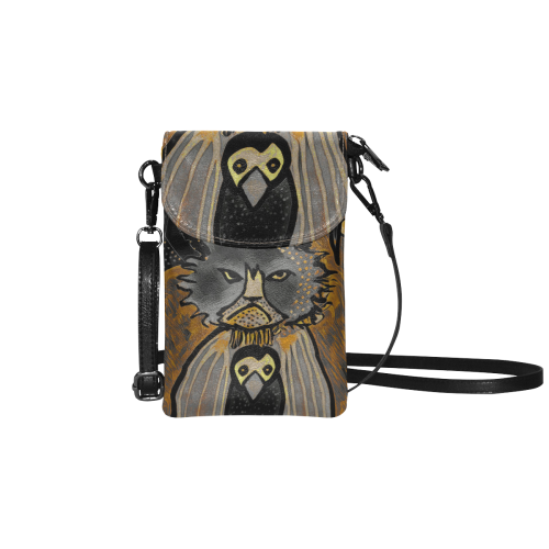 Mad Cat Mean Cat plus Bird Spirit Guide Small Cell Phone Purse (Model 1711)