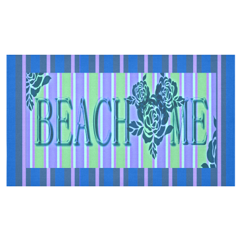 Purple Lime Blue Stripe Beach Me* Runner Cotton Linen Tablecloth 60"x 104"