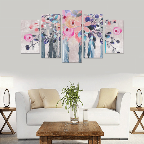 pink dreamcatcher floral Canvas Print Sets A (No Frame)