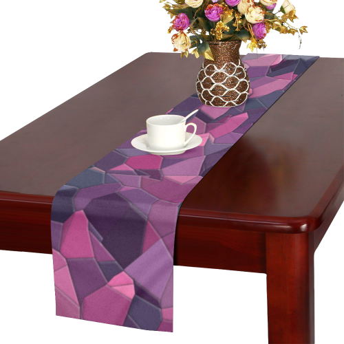 purple pink magenta mosaic #purple Table Runner 16x72 inch