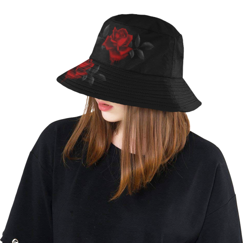 Dark Gothic Rose All Over Print Bucket Hat