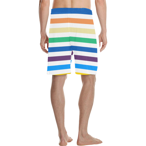 Rainbow Stripes with White Men's All Over Print Casual Shorts (Model L23)