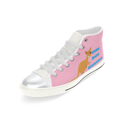 pink Kangaroo blue words shoes High Top Canvas Shoes for Kid (Model 017)