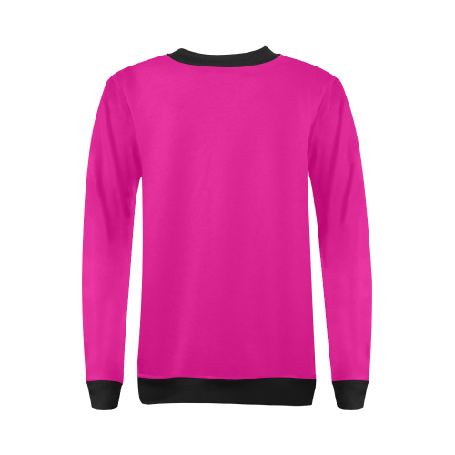 Patchwork Heart Teddy Pink/Black All Over Print Crewneck Sweatshirt for Women (Model H18)