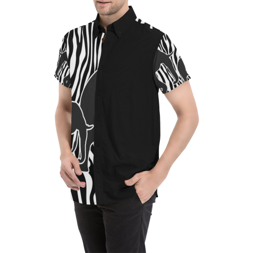 ELEPHANTS to ZEBRA stripes black & white Men's All Over Print Short Sleeve Shirt (Model T53)