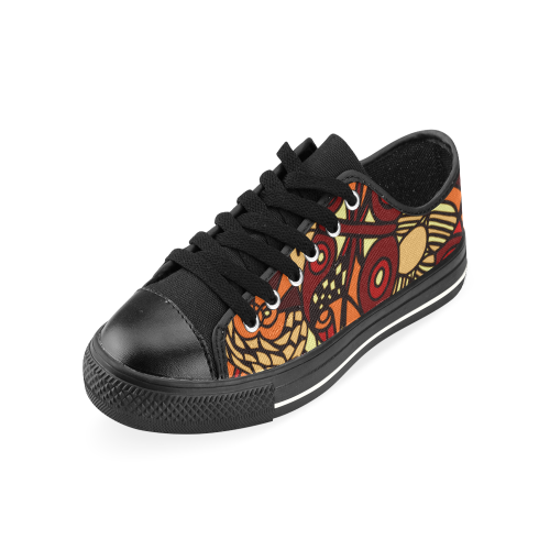 african pattern dark red Canvas Women's Shoes/Large Size (Model 018)