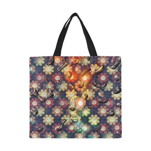 Flower of Power by Nico Bielow All Over Print Canvas Tote Bag/Large (Model 1699)