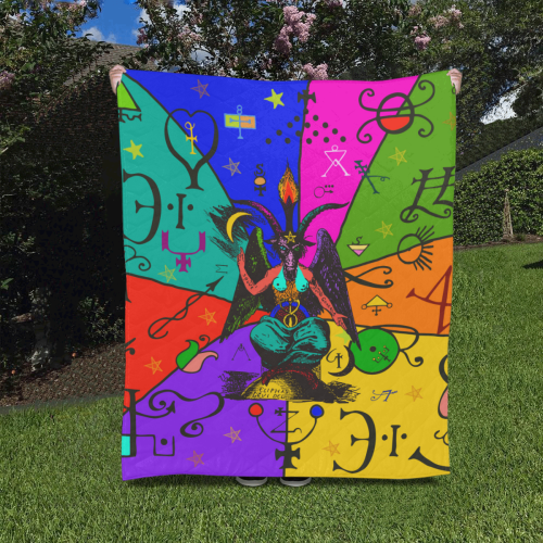 Awesome Baphomet Popart Quilt 50"x60"