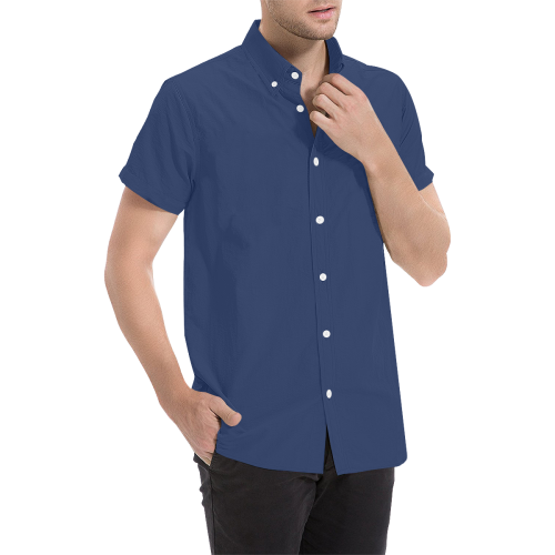 color Delft blue Men's All Over Print Short Sleeve Shirt (Model T53)