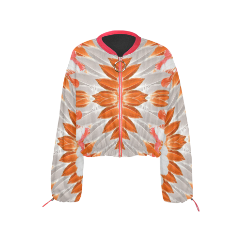 feathers 6 Cropped Chiffon Jacket for Women (Model H30)