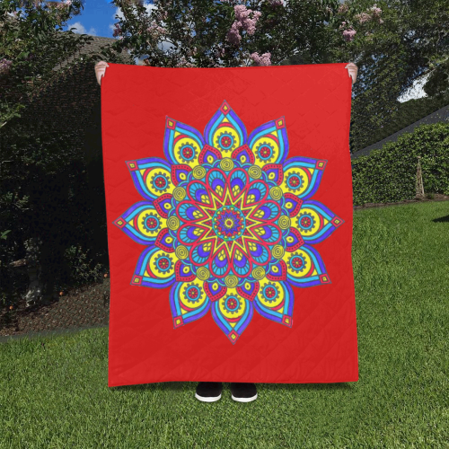Brilliant Star Mandala Red Quilt 40"x50"