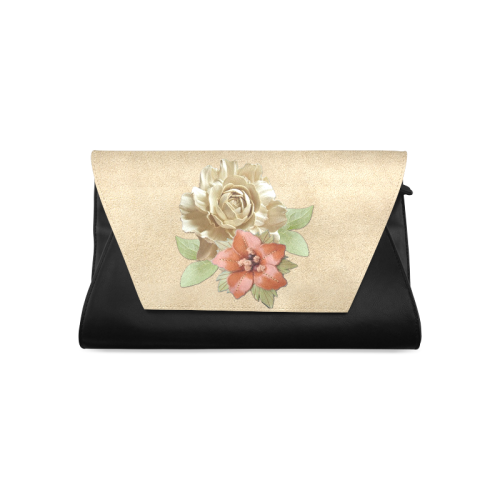 flowers in leather Clutch Bag (Model 1630)
