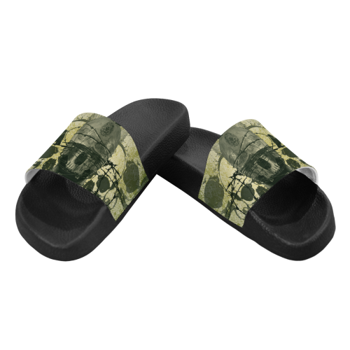 Creepy green skull Men's Slide Sandals (Model 057)