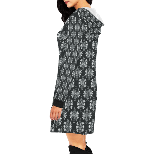 wallpaper repeat grayscale All Over Print Hoodie Mini Dress (Model H27)