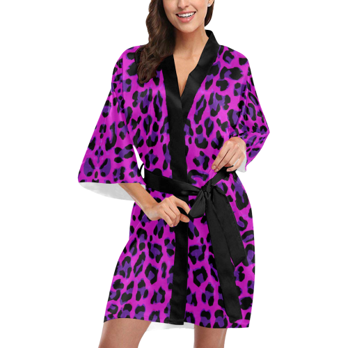 Purple Leopard Kimono Robe