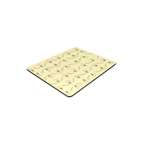 Christmas Candy Canes with Bows Yellow Rectangle Mousepad