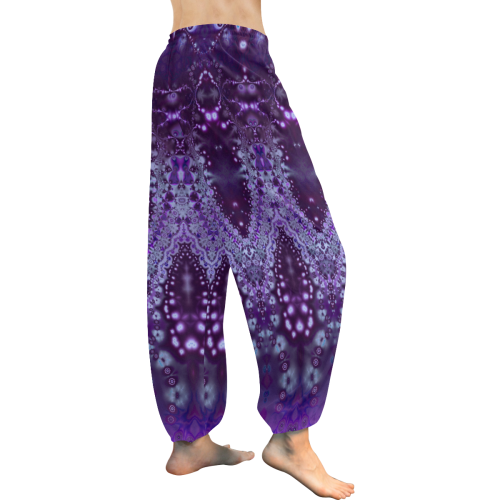 Lavender Lace On Purple Women's All Over Print Harem Pants (Model L18)