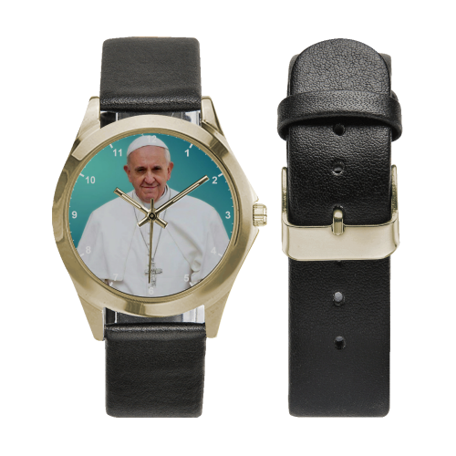 Pope Francis Unisex Silver-Tone Round Leather Watch (Model 216)
